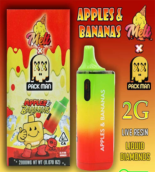 Pack Man | Apples & Bananas | NEW V2 Disposable Vape | 2G (2,000mg)